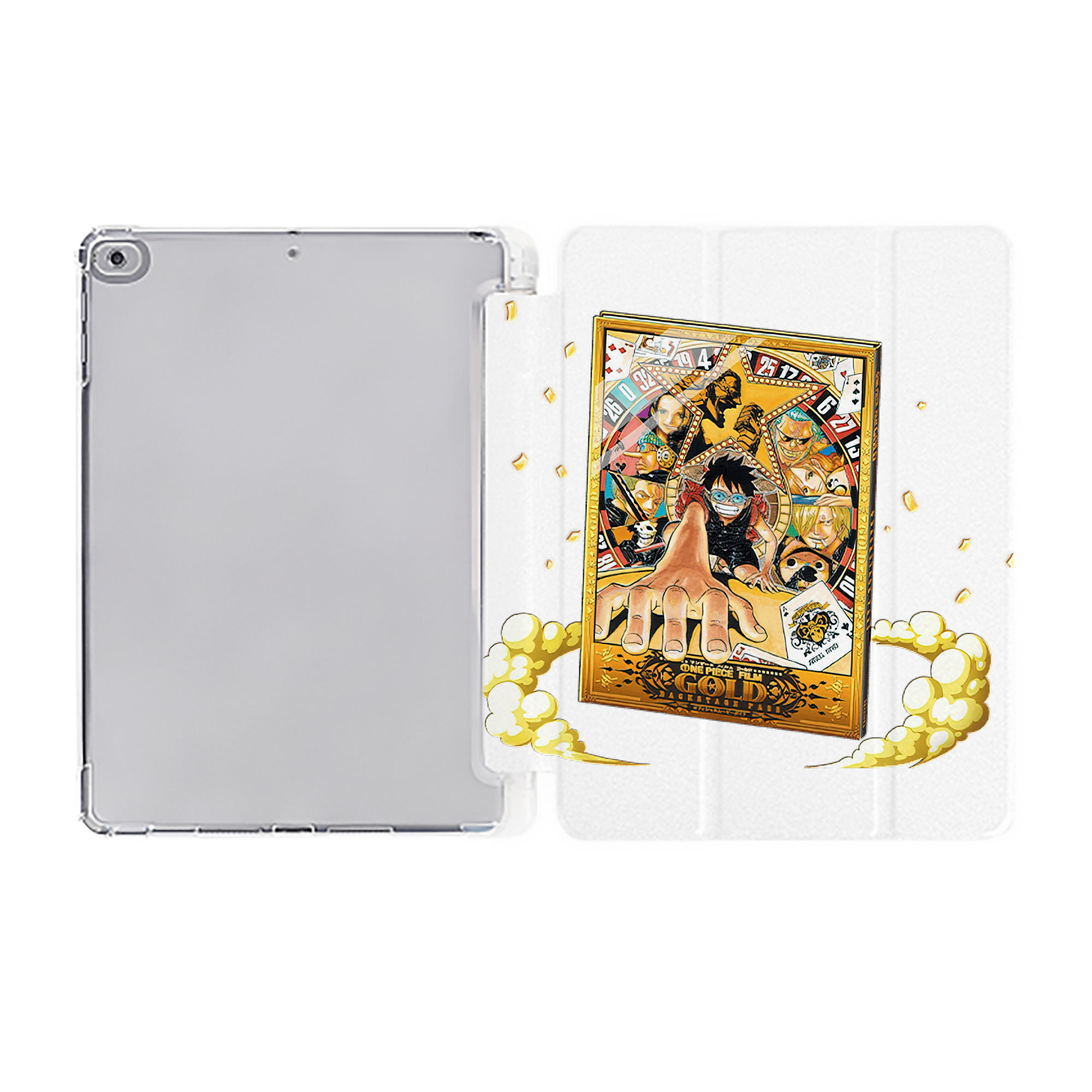 （画像用） ワンピース モンキー・D・ルフィ ONE PIECE Monkey D. Luffy IPad ケース ペン収納付き 三つ折りスタンド PUレザー×シリコン 対応機種9.5/10.5/10.9インチ